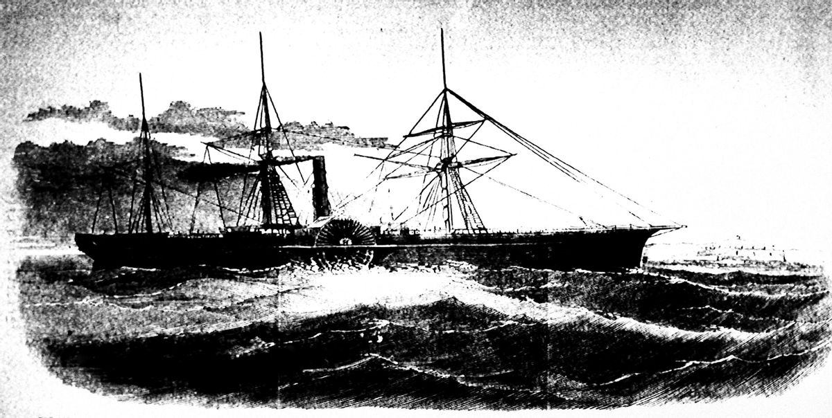 FILE - This undated drawing made available by the Library of Congress shows the U.S. Mail ship S.S. Central America, which sank after sailing into a hurricane in September 1857 in one of the worst maritime disasters in American history; 425 people were killed and thousands of pounds of gold sank with it to the bottom of the ocean. The U.S. Marshals Service captured former fugitive Tommy Thompson at a Hilton hotel in West Boca Raton on Tuesday Jan. 27, 2015. Thompson had been on the lam for two years, accused of cheating investors out of their share of $50 million in gold bars and coins he had recovered from a 19th century shipwreck. (AP Photo/Library of Congress, File) (AP)