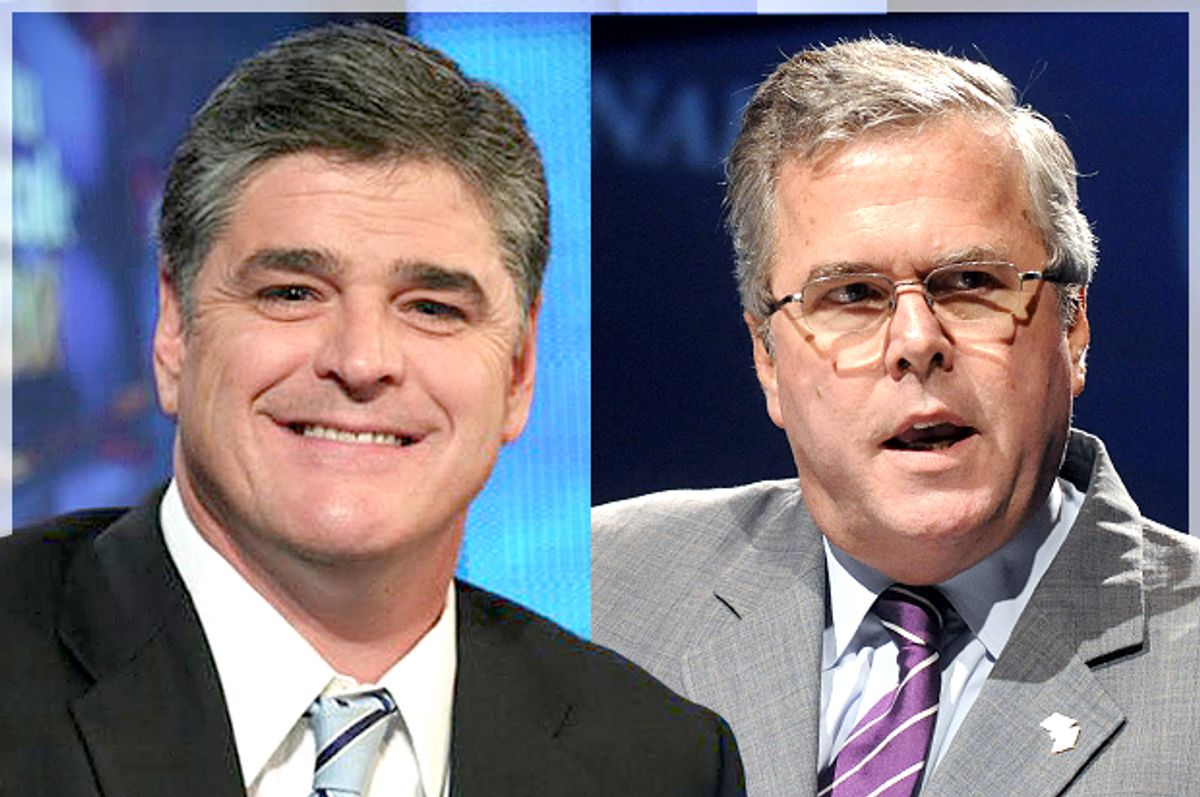 Sean Hannity, Jeb Bush            (Fox News/Reuters/David Manning)