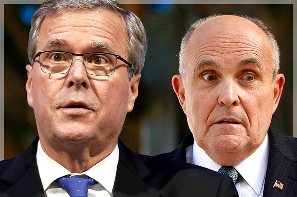 Jeb Bush, Rudy Giuliani    (Reuters/Rebecca Cook/AP/Damian Dovarganes/Photo montage by Salon)