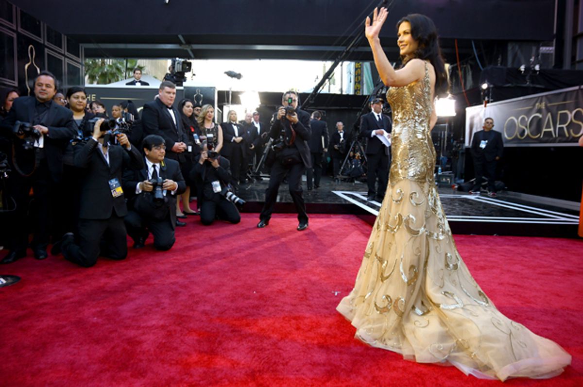 Catherine Zeta-Jones arrives at the Oscars, Feb. 24, 2013.           (AP/Matt Sayles)
