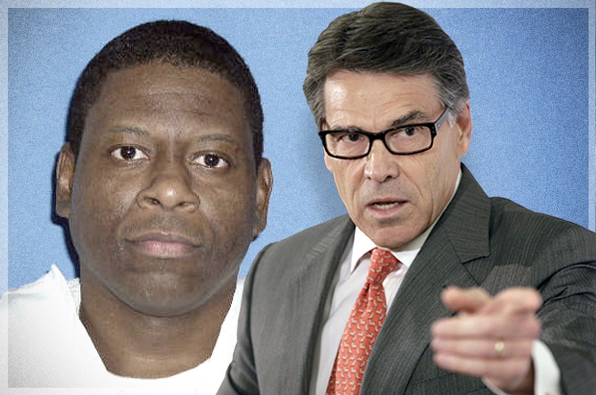 Texas Death Row inmate Rodney Reed; Rick Perry      (AP/Mark Thiessen)