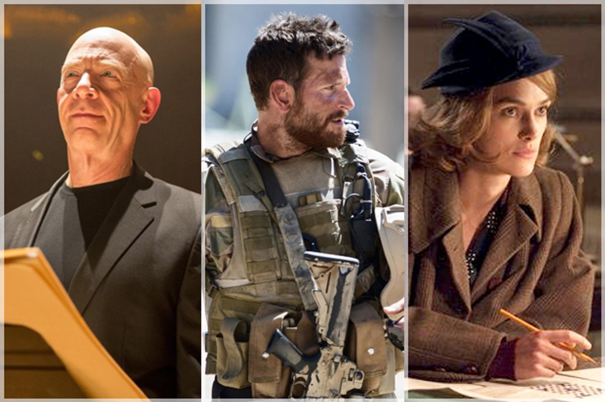 J.K. Simmons in "Whiplash," Bradley Cooper in "American Sniper," Keira Knightley in "The Imitation Game"      