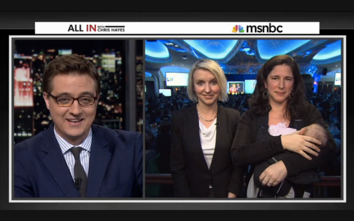  Chris Hayes, Jess McIntosh and Rebecca Traister appear with Traister's daughter, Bella, on "All In with Chris Hayes"   (MSNBC/"All In with Chris Hayes")