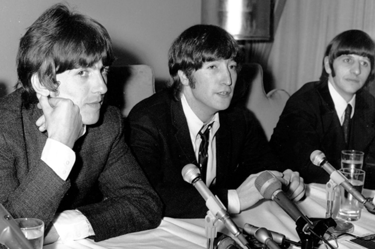 John Lennon apologizes for his remark that "the Beatles are more popular than Jesus," at a Chicago news conference, Aug. 11, 1966.    (AP)