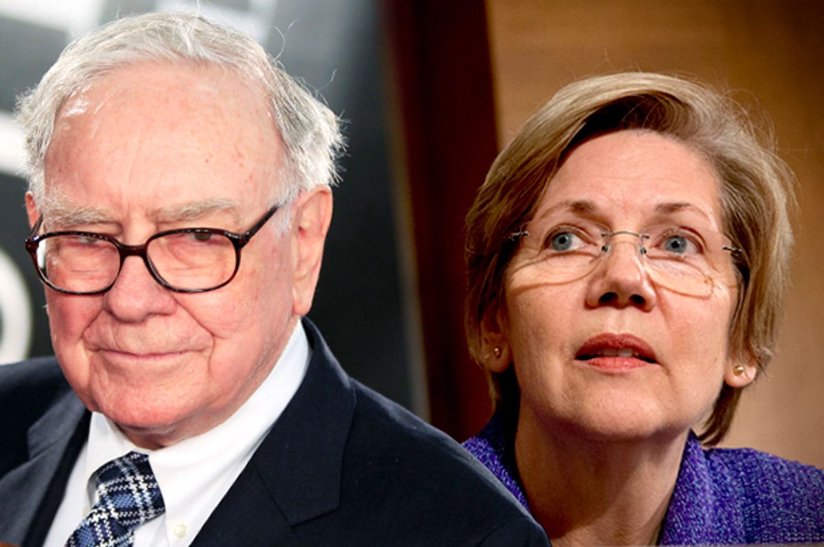 Warren Buffet, Elizabeth Warren       (Reuters/Lucas Jackson/AP/Jacquelyn Martin/Photo montage by Salon)