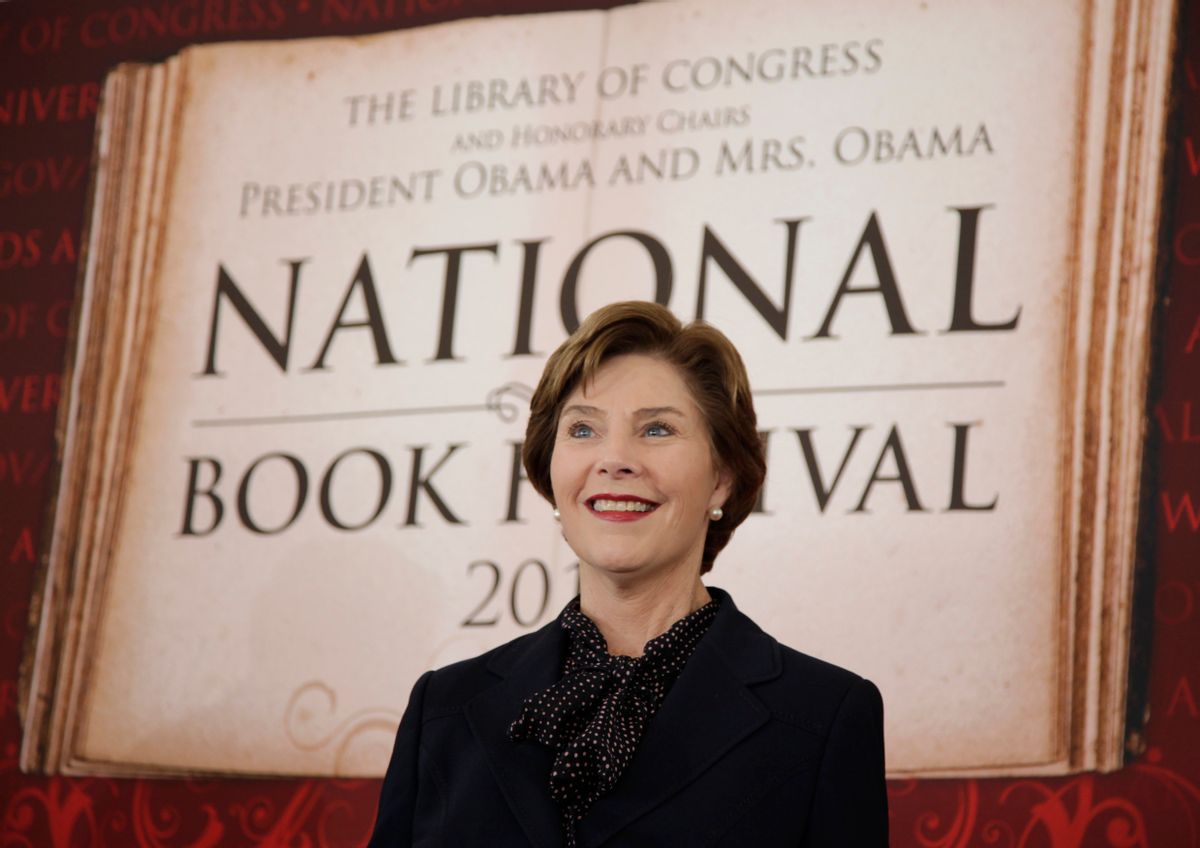 In this photo taken Sept. 25, 2010, former first lady Laura Bush arrives at the 10th annual National Book Festival, organized and sponsored by the Library of Congress, on the National Mall in Washington. The National Book Festival will continue in its new location at the Washington Convention Center over Labor Day weekend with a special nod to Thomas Jefferson's role in building the Library of Congress. The festival will be held Sept. 5, the library announced Tuesday. It will feature more than 100 authors across many genres, including historian Annette Gordon-Reed. She won the Pulitzer Prize for history for her work changing the scholarship about Jefferson and his relationship with slave Sally Hemings.  (AP Photo/Carolyn Kaster) (AP)