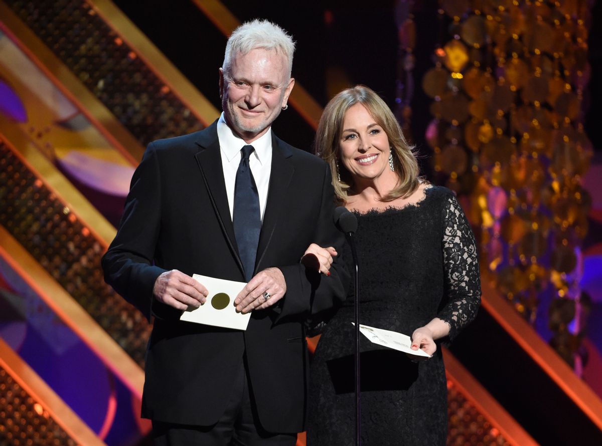 Anthony Geary, left, and Genie Francis present the award for outstanding drama series at the 42nd annual Daytime Emmy Awards at Warner Bros. Studios on Sunday, April 26, 2015, in Burbank, Calif. (Photo by Chris Pizzello/Invision/AP) (Chris Pizzello/invision/ap)