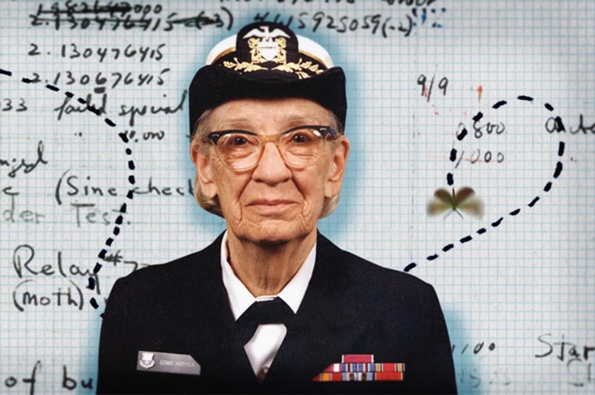 Grace Hopper pictured in a still from "CODE: Debugging the Gender Gap"        