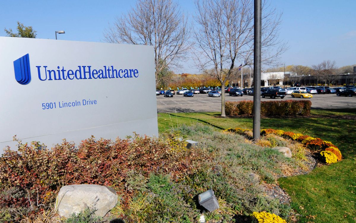 In this Tuesday, Oct. 16, 2012, photo, part of the UnitedHealth Group, Inc. campus is shown, in Minnetonka, Minn.  UnitedHealth Group Inc. releases quarterly results before market opens Thursday April 16, 2015. (AP Photo/Jim Mone) (AP)