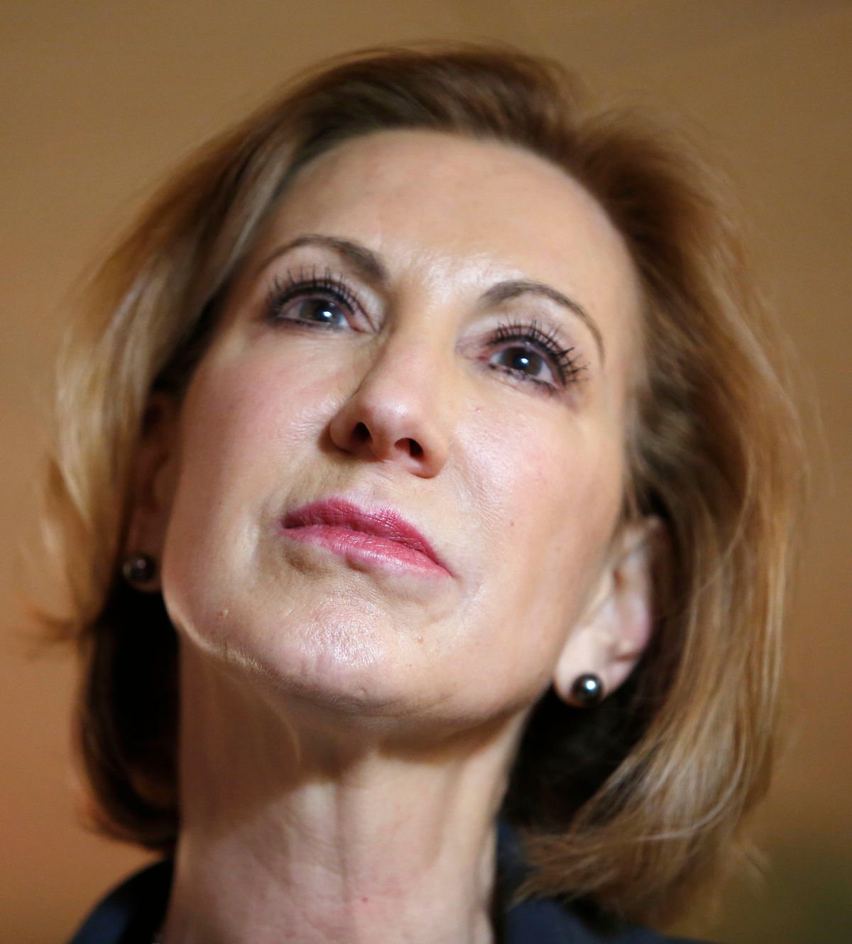 Former Hewlett-Packard CEO Carly Fiorina listens to questions during a business luncheon with New Hampshire Republican lawmakers, Tuesday, April 28, 2015, in Concord, N.H. (AP Photo/Jim Cole)  (AP)