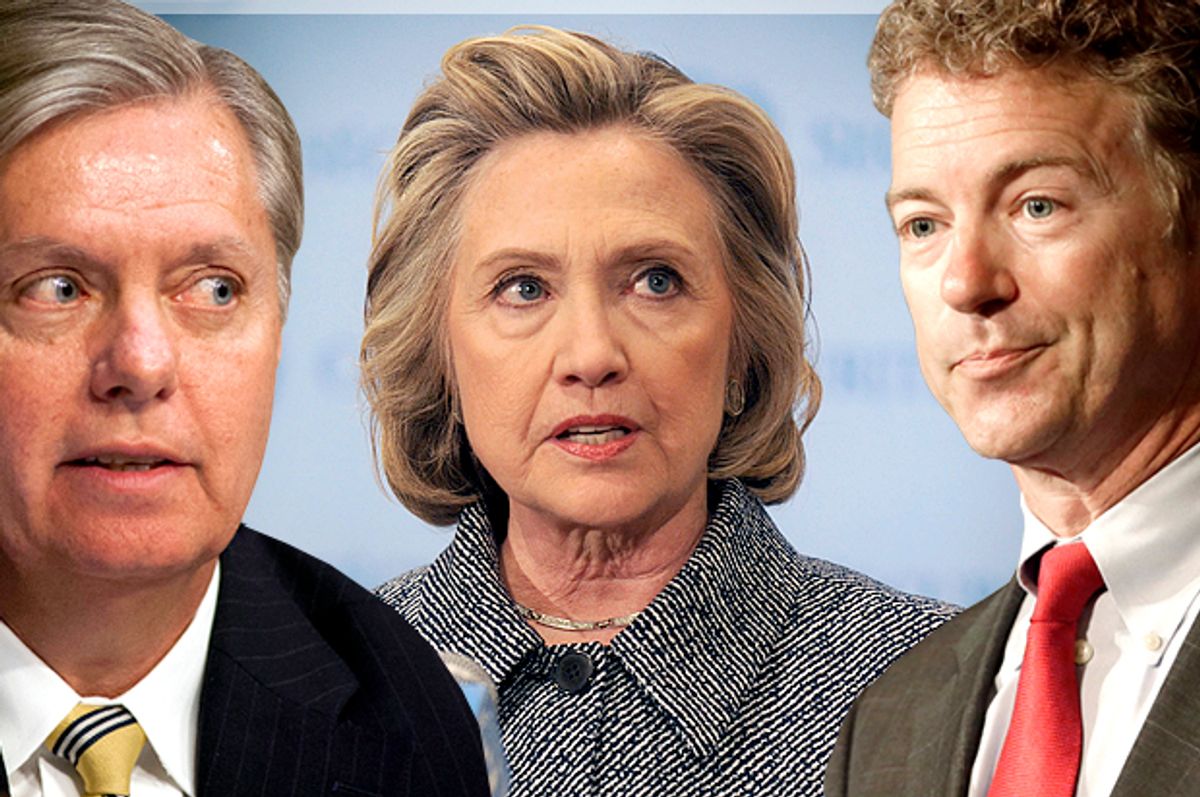 Lindsey Graham, Hillary Clinton, Rand Paul            (Reuters/AP/Cliff Owen/Demis Maryannakis/Joshua Roberts/Photo montage by Salon)