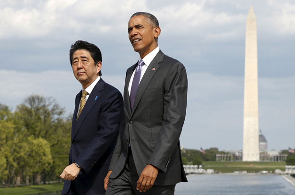 Barack Obama and Shinzo Abe             (Reuters/Kevin Lamarque)