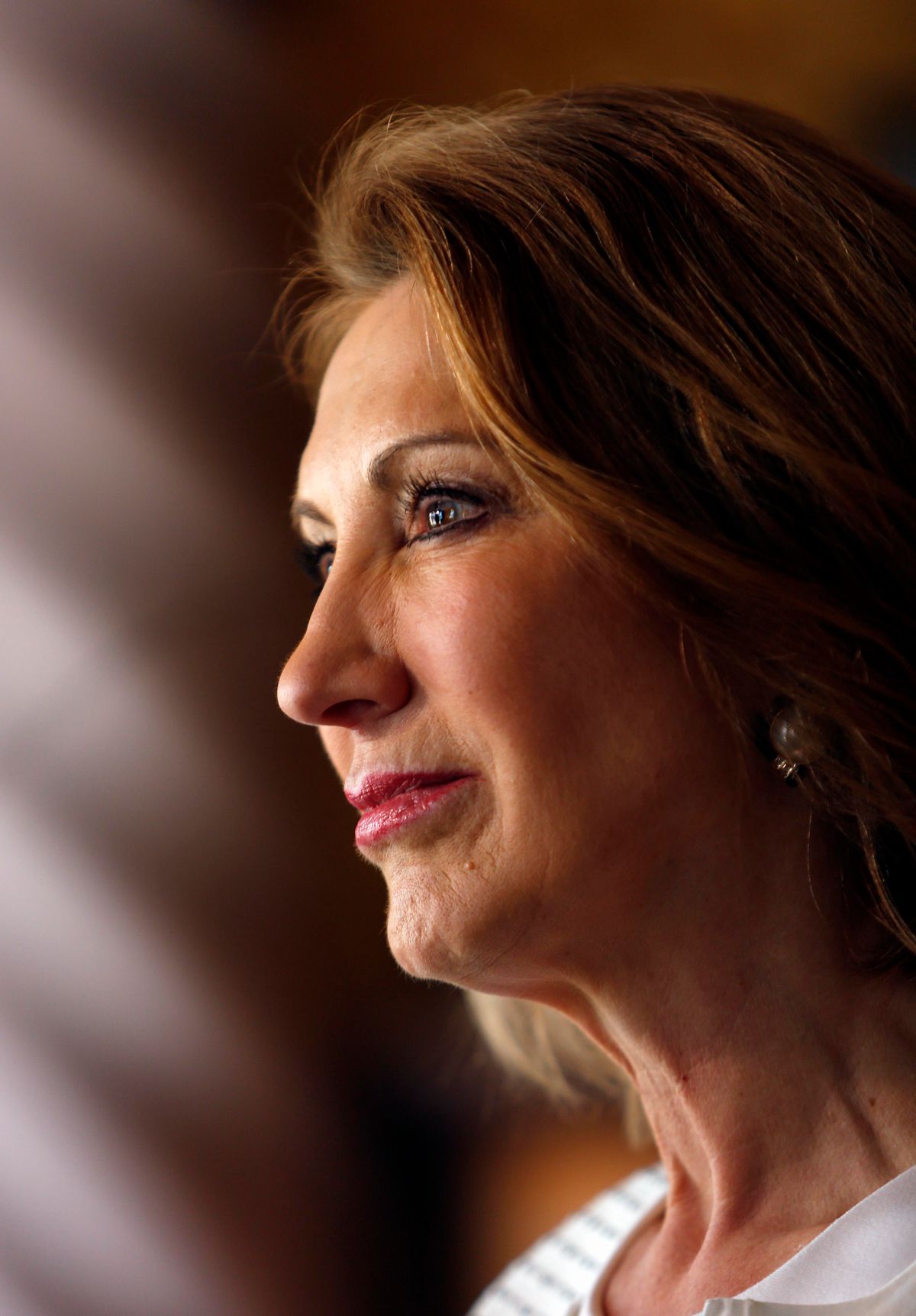 Republican presidential candidate, former Hewlett-Packard  CEO Carly Fiorina is seen at a luncheon hosted by the Derry Republican Town Committee, Tuesday, May 26, 2015, in Derry,NH (AP Photo/Jim Cole)  (AP)