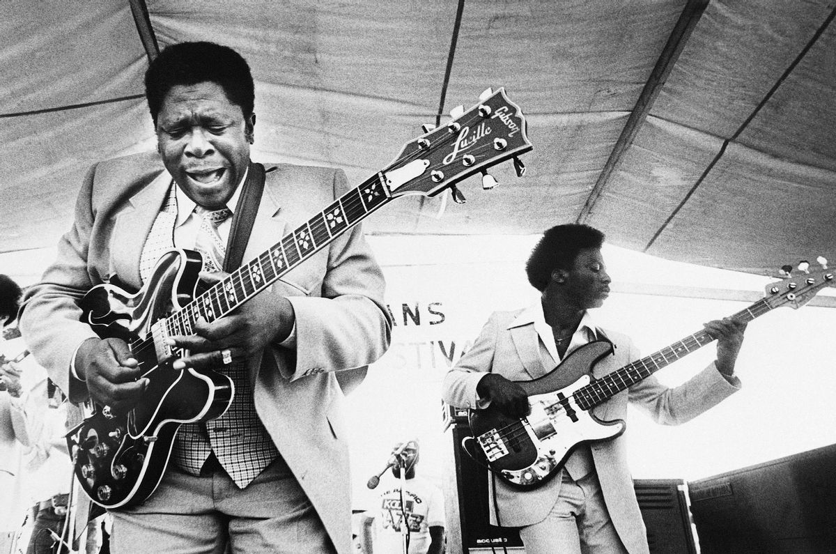 FILE - In this April 21, 1980 file photo, B.B. King, left, and an accompanist perform during the opening of the 1980 New Orleans Jazz and Heritage Festival.  King died Thursday, May 14, 2015, peacefully in his sleep at his Las Vegas home at age 89, his lawyer said.    (AP Photo, File) (AP)