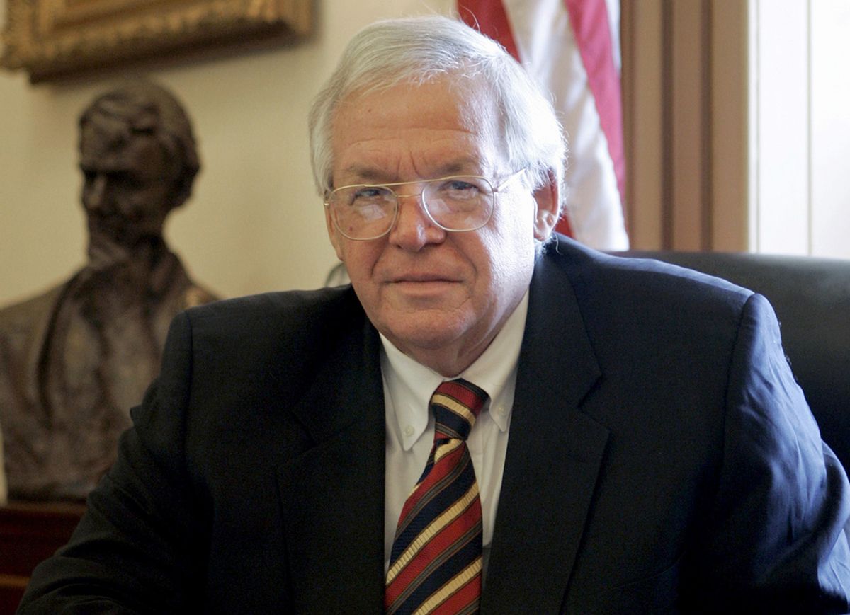 FILE - In this June 15, 2007 file photo, House Speaker Dennis Hastert, R-Ill., sits for a portrait in his Capitol Hill office. On Thursday, May 28, 2015, federal prosecutors indicted Hastert, 73, on bank-related charges.  (AP/Susan Walsh)