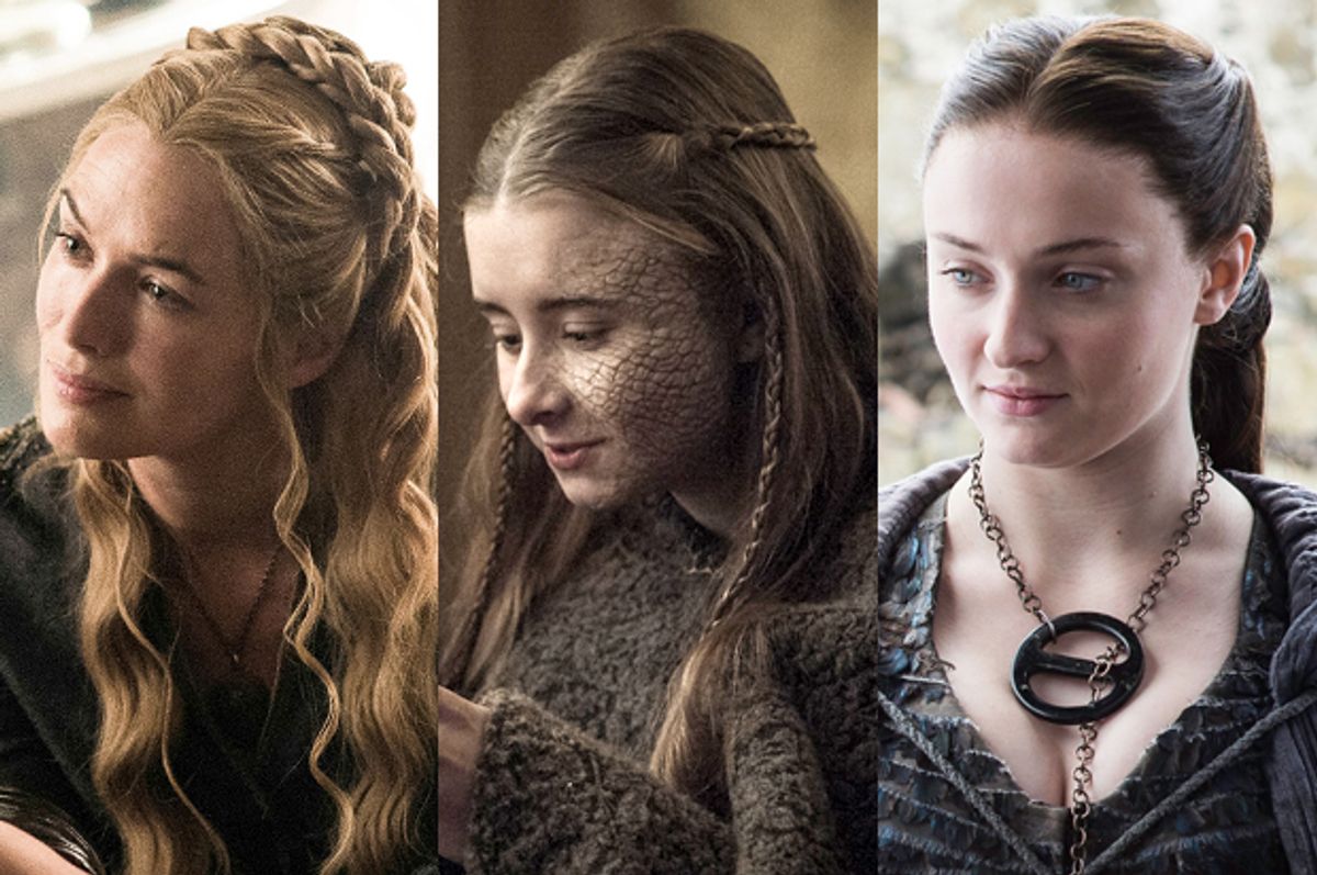 Lena Headey as Cersei Lannister; Kerry Ingram as Shireen Baratheon; Sophie Turner as Sansa Stark in "Game of Thrones"         (HBO)