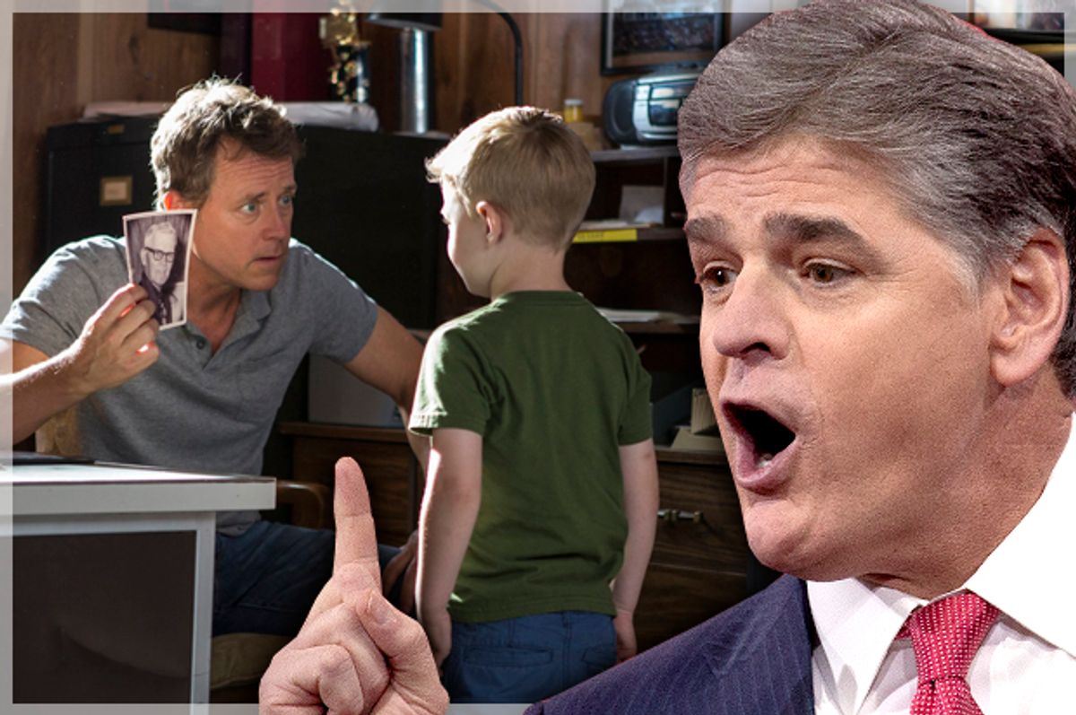 Sean Hannity; Greg Kinnear and Connor Corum in "Heaven Is for Real"    (Jeff Malet, maletphoto.com/Sony Pictures Entertainment/Salon)