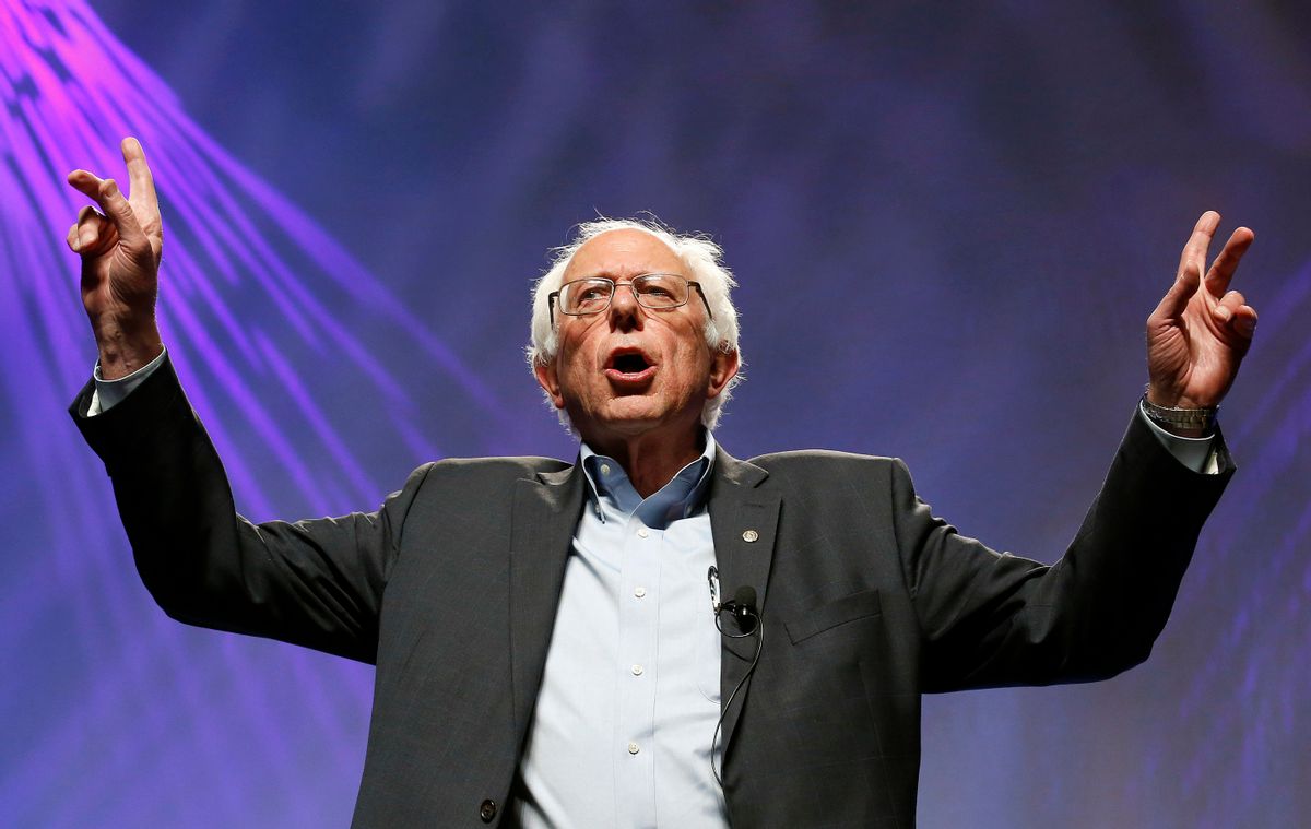 Democratic presidential candidate Sen. Bernie Sanders, I-Vt., gives an opening statement at a Netroots Nation town hall meeting, Saturday, July 18, 2015, in Phoenix. (AP Photo/Ross D. Franklin)   (AP)