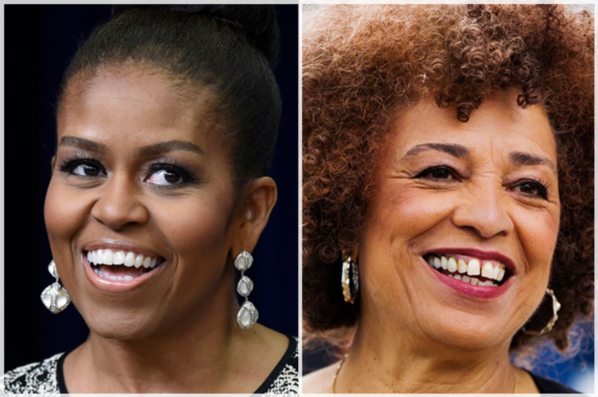 Michelle Obama, Angela Davis   (AP/Susan Walsh/Reuters/Mark Blinch)