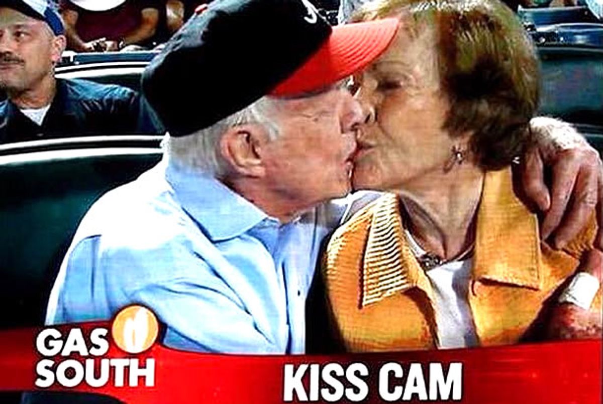 Jimmy Carter, Rosalynn Carter (Credit: MLB.tv)