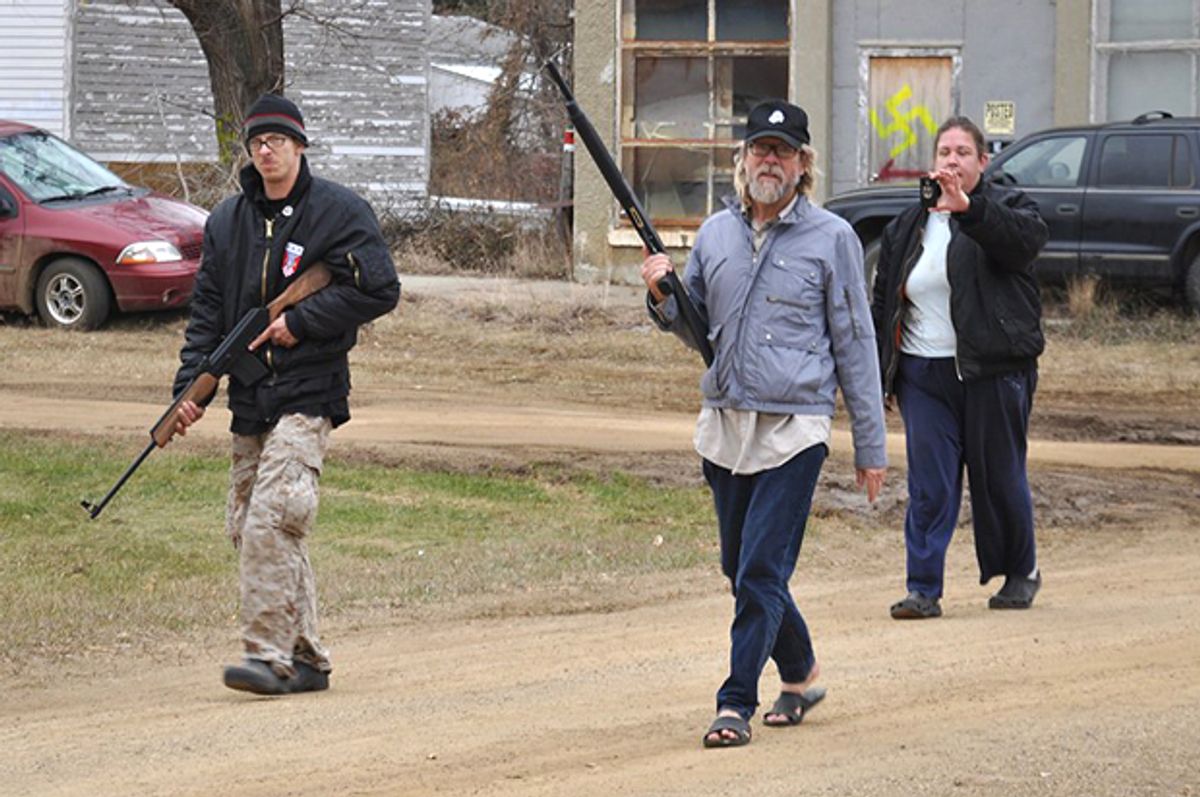 White supremacists Kynan Dutton (left) and Craig Cobb, in "Welcome to Leith." (Sundance Institute)