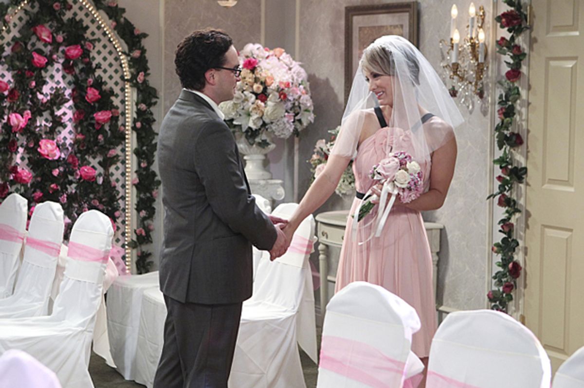 Johnny Galecki and Kaley Cuoco in "The Big Bang Theory"   (CBS)