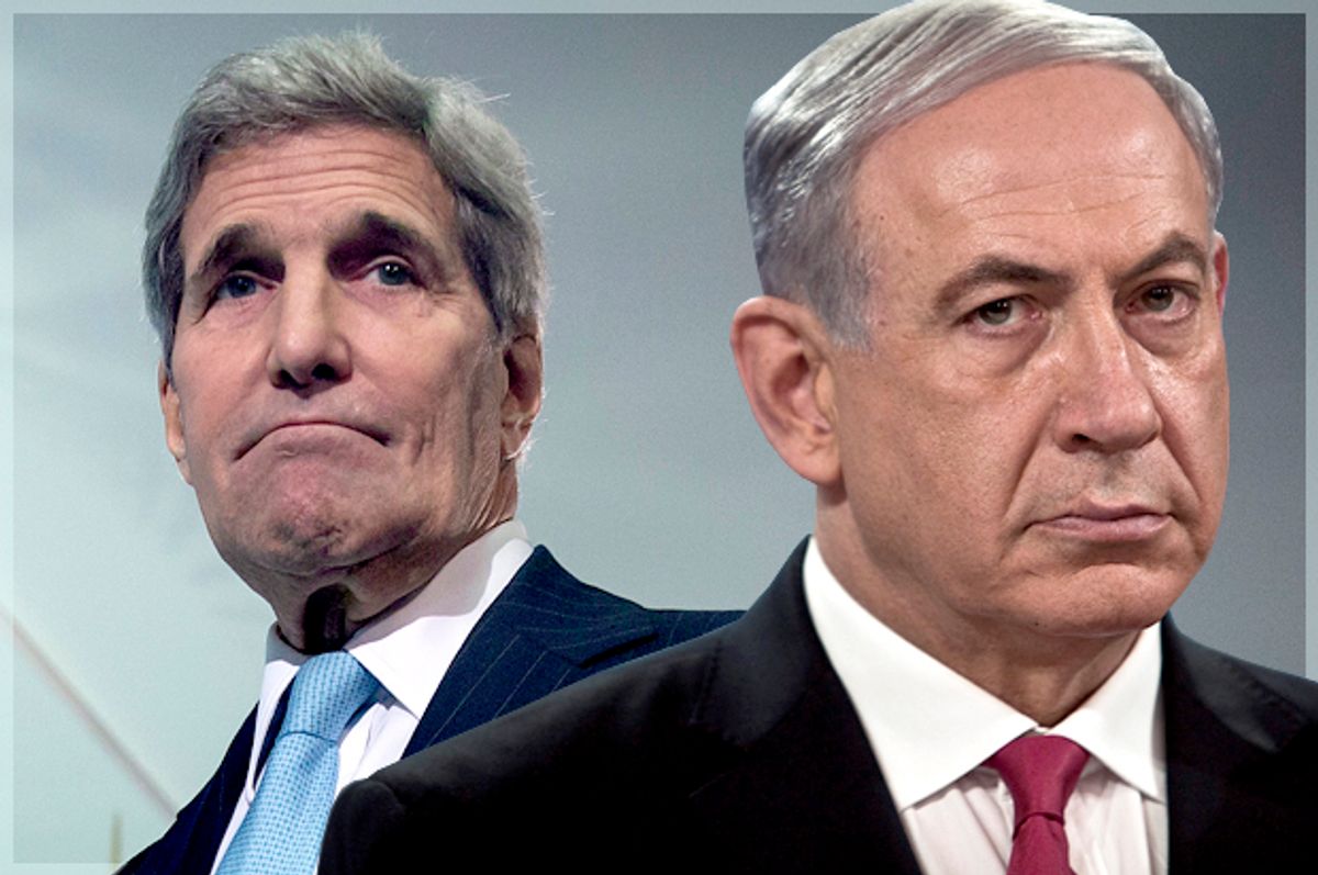 John Kerry; Benjamin Netanyahu   (Reuters/Carlo Allegri/Nir Elias/Photo montage by Salon)