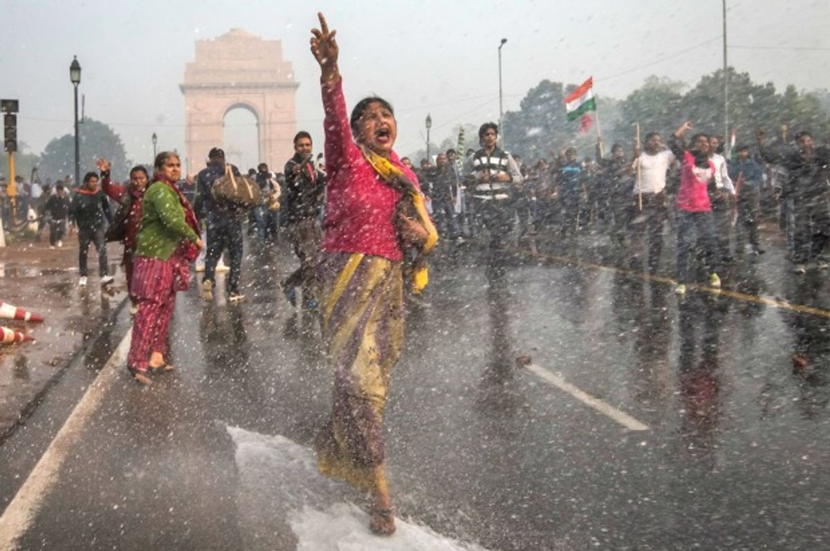 Protesters at India Gate, Delhi in December 2012 (Daniel Berehulak/Getty Images)