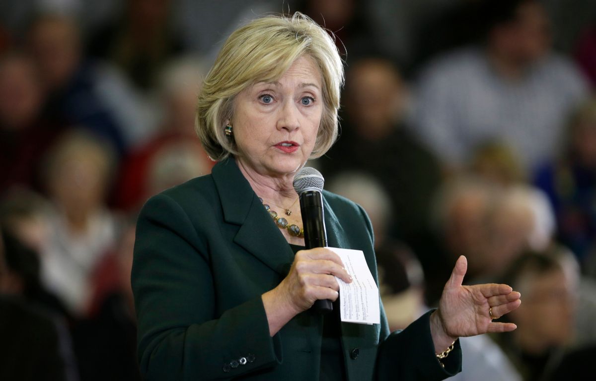 Democratic presidential candidate Hillary Clinton speaks during a town hall meeting Wednesday, Dec. 16, 2015, in Mason City, Iowa. (AP Photo/Charlie Neibergall) (AP)