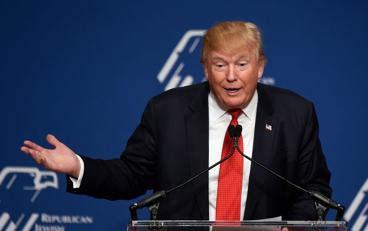 In this Dec. 3, 2015, photo, then-Republican presidential candidate Donald Trump speaks at the Republican Jewish Coalition Presidential Forum in Washington. (AP Photo/Susan Walsh) (AP)