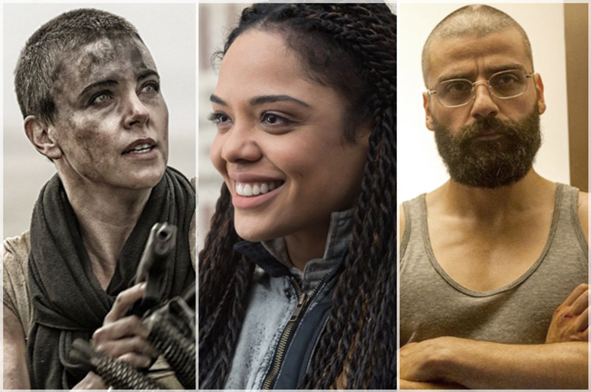 Charlize Theron in "Mad Max: Fury Road," Tessa Thompson in "Creed," Oscar Isaac in "Ex Machina"   (Warner Bros./Universal Pictures)
