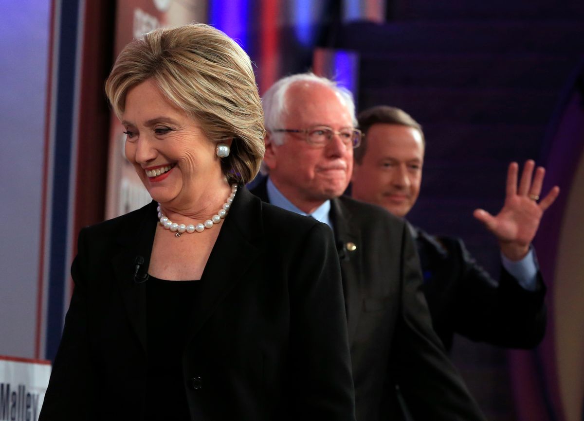 Democratic presidential candidates Hillary Rodham Clinton, Bernie Sanders and Martin O'Malley (AP Photo/) (AP/Nati Harnik)