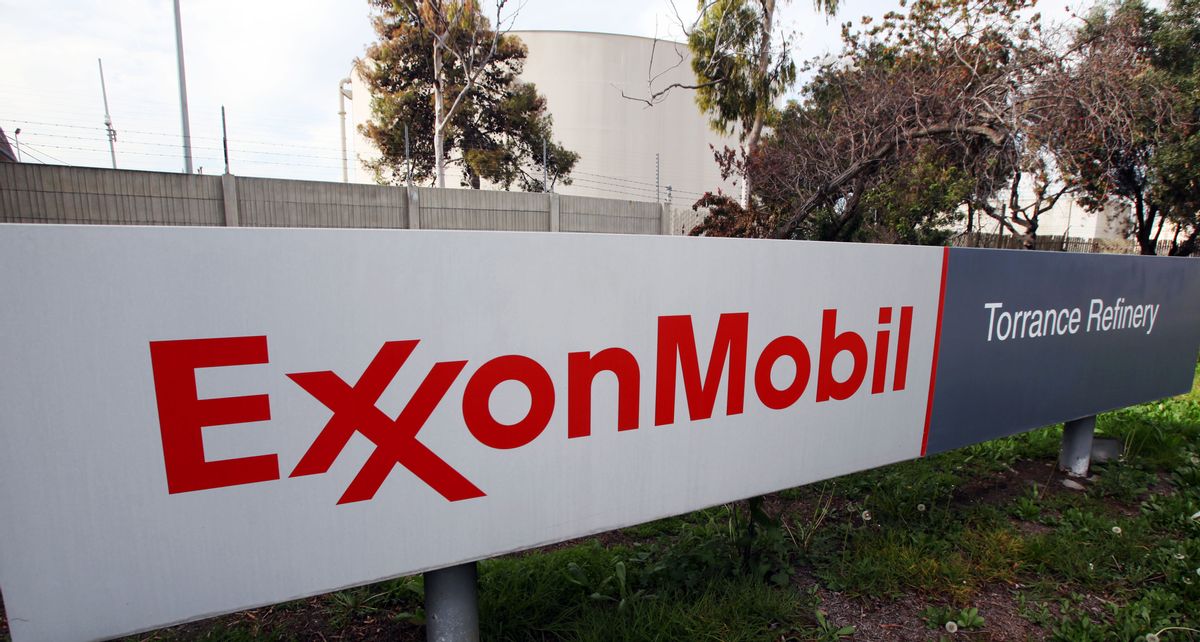 FILE - This Jan. 30, 2012 file photo shows the sign for the ExxonMobil Torerance Refinery in Torrance, Calif. (AP Photo/Reed Saxon, File) (AP)