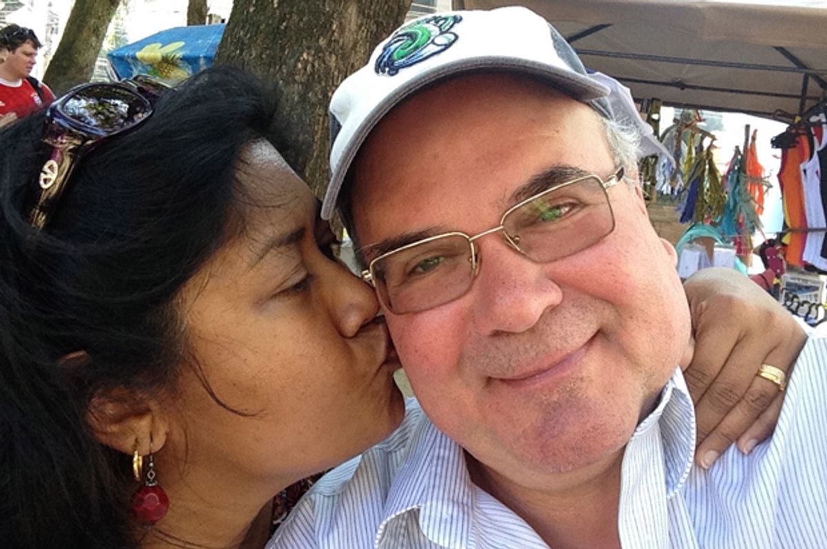 The author with her husband in August 2014. (Falguni Sheth)