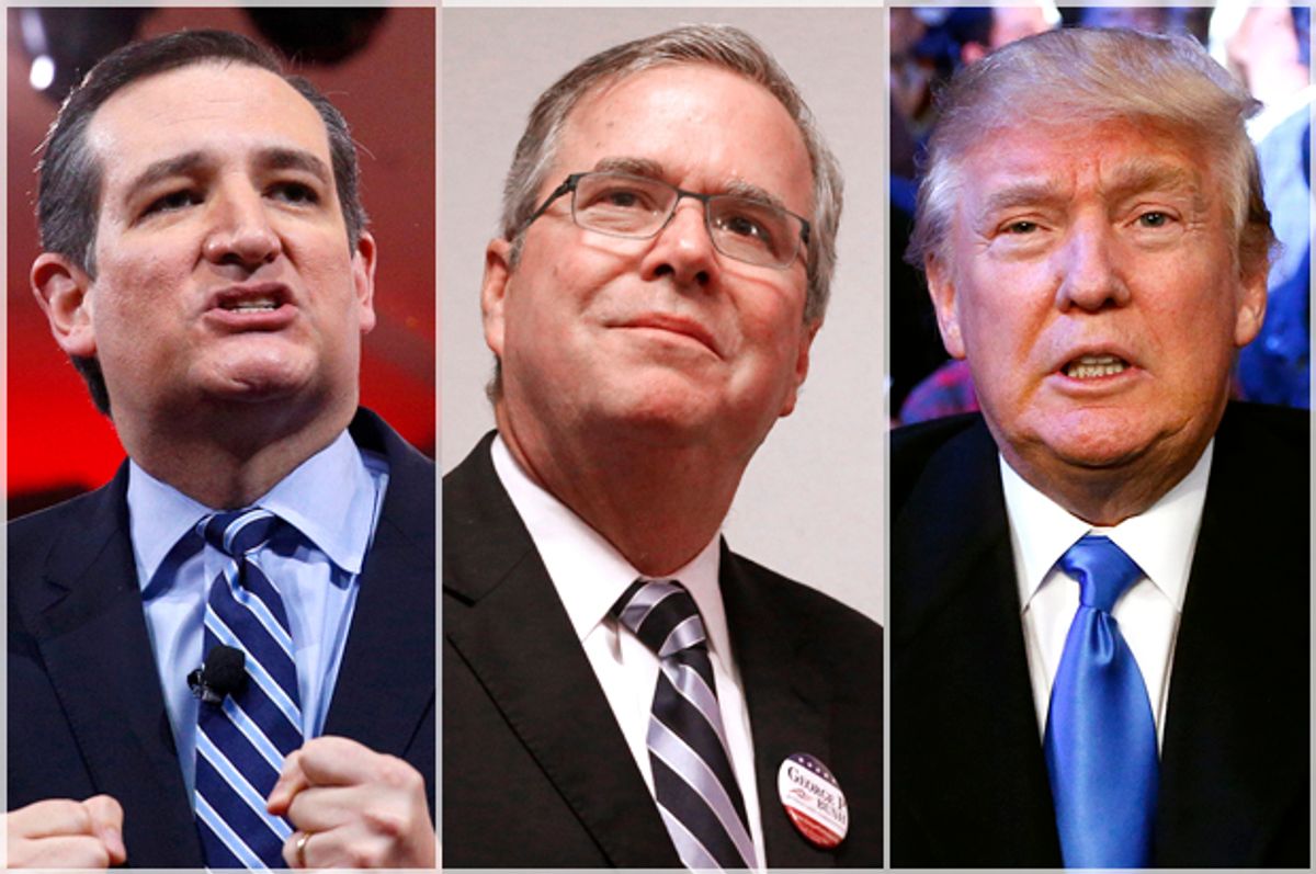 Ted Cruz, Jeb Bush, Donald Trump   (AP/Reuters/Kevin Lamarque/LM Otero/Rich Schultz)
