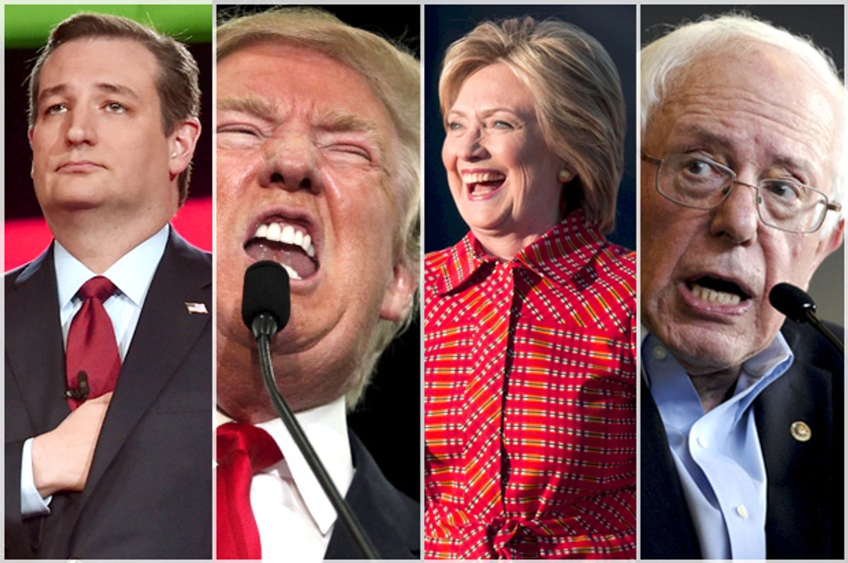 Ted Cruz, Donald Trump, Hillary Clinton, Bernie Sanders   (Reuters/David Becker/Randall Hil/Scott Morgan/Mark Kauzlarich)