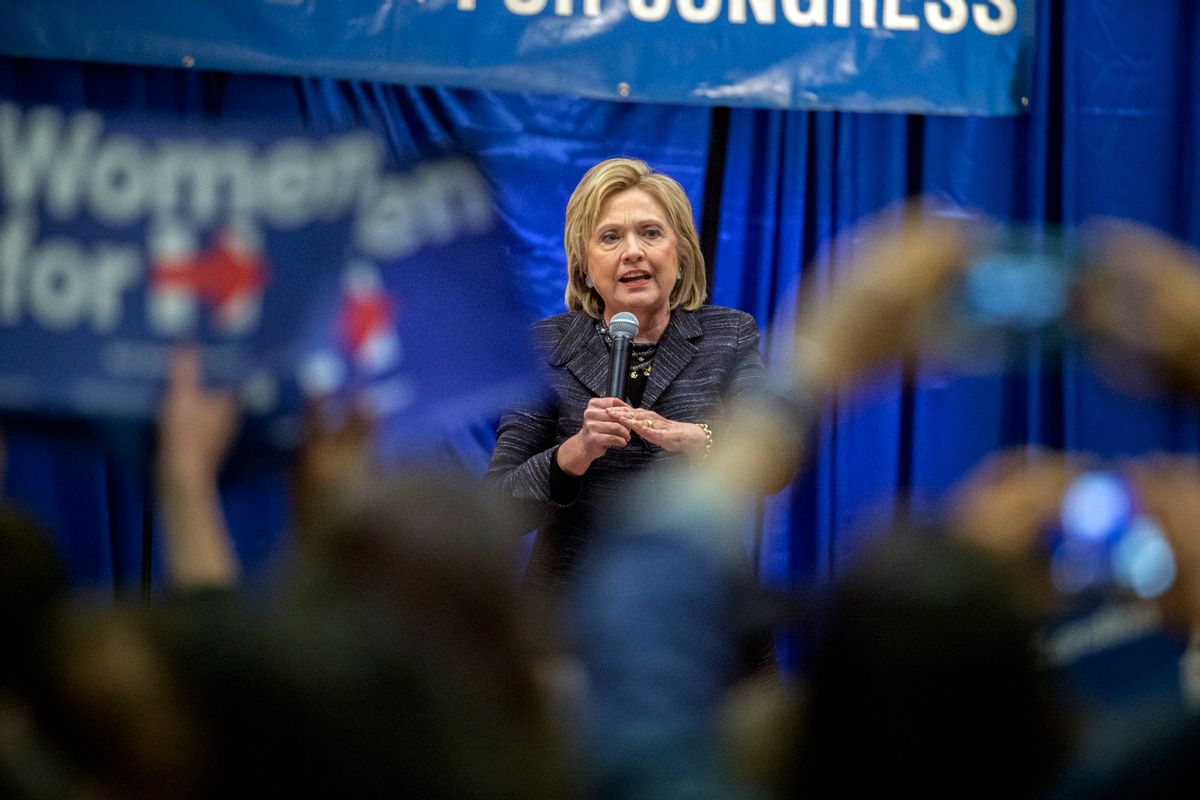 Democratic presidential candidate Hillary Clinton speak to a crowd at the Jim Clyburn Fish Fry, on Saturday, Jan. 16, 2016, at the Charleston Visitor Center in Charleston, S.C. (AP Photo/Stephen B. Morton) (AP)