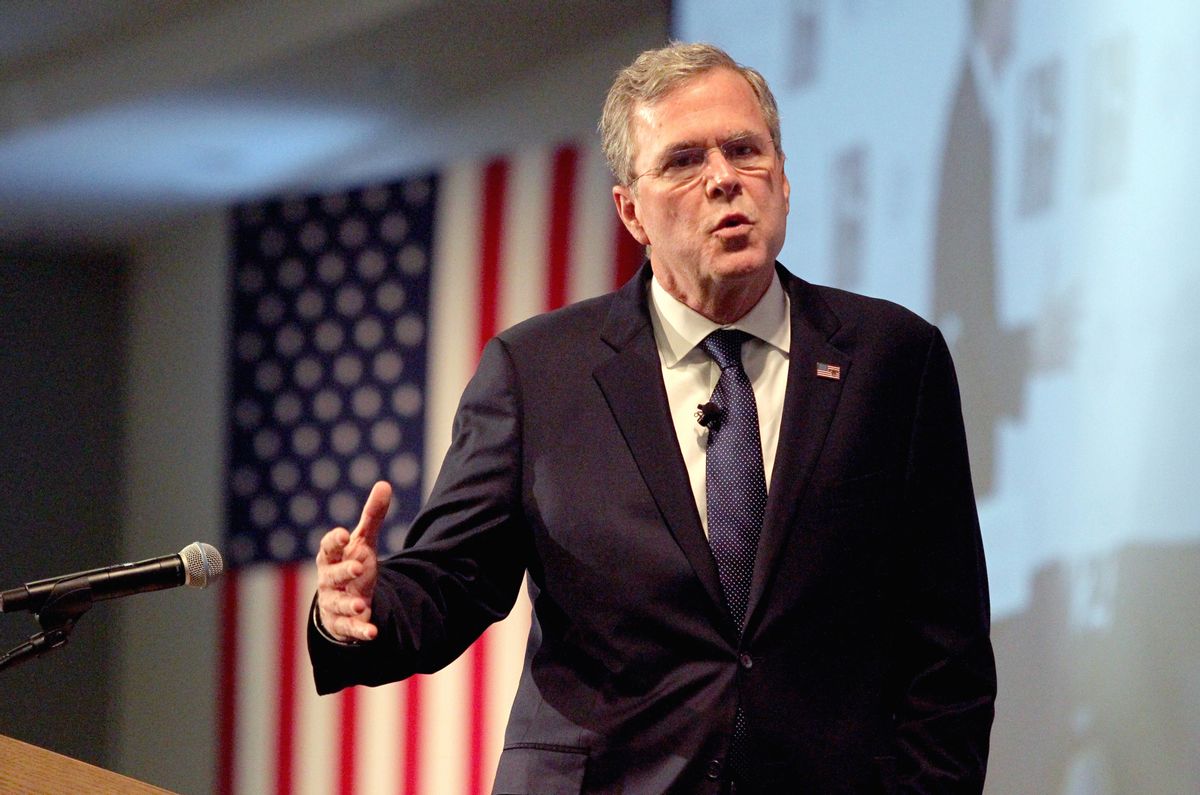 In this Jan. 5, 2016, photo, Republican presidential candidate, former Florida Gov. Jeb Bush speaks at the New Hampshire Forum on Addiction and the Heroin Epidemic at Southern New Hampshire University in Manchester, N.H. (AP Photo/Mary Schwalm) (AP)