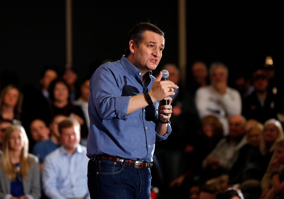Republican presidential candidate, Sen. Ted Cruz, R-Texas, speaks Wednesday, Jan. 27, 2016, in West Des Moines, Iowa. (AP Photo/Paul Sancya) (AP)