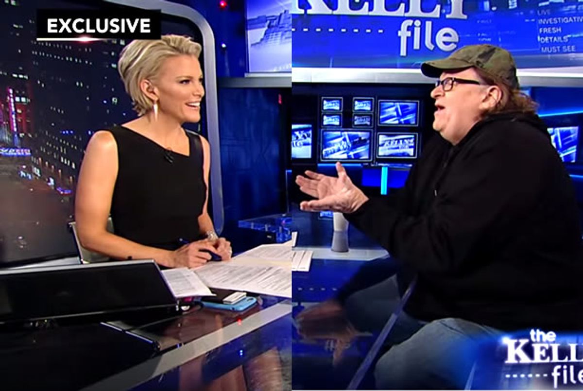 Megyn Kelly, Michael Moore (Credit: Fox News)