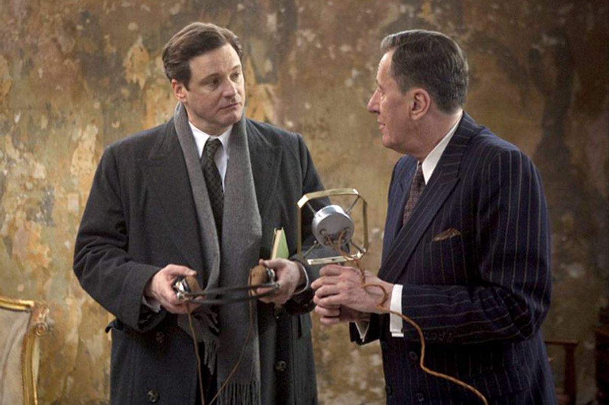 Colin Firth and Geoffrey Rush in "The King's Speech"   (The Weinstein Company)
