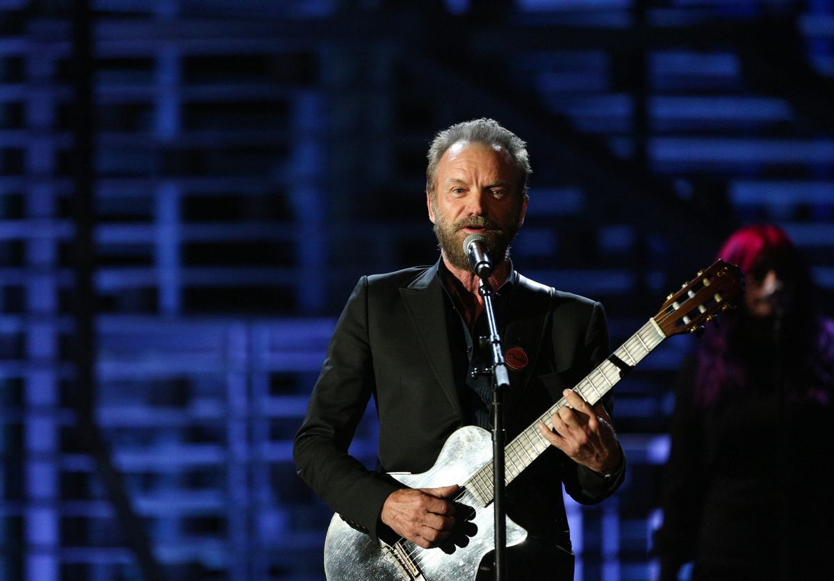 FILE - In this Nov. 18, 2015 file photo, Sting performs at Shining a Light: A Concert for Progress on Race in America at the Shrine Auditorium in Los Angeles. Sting is trading "Fields of Gold" for a court of stars. The Grammy-winning artist known for hits like "Roxanne" and "Desert Rose" will perform the halftime show at the NBA All-Star Game on Feb. 14, 2016, at the Air Canada Centre in Toronto. (Photo by Rich Fury/Invision/AP, File) (Rich Fury/invision/ap)