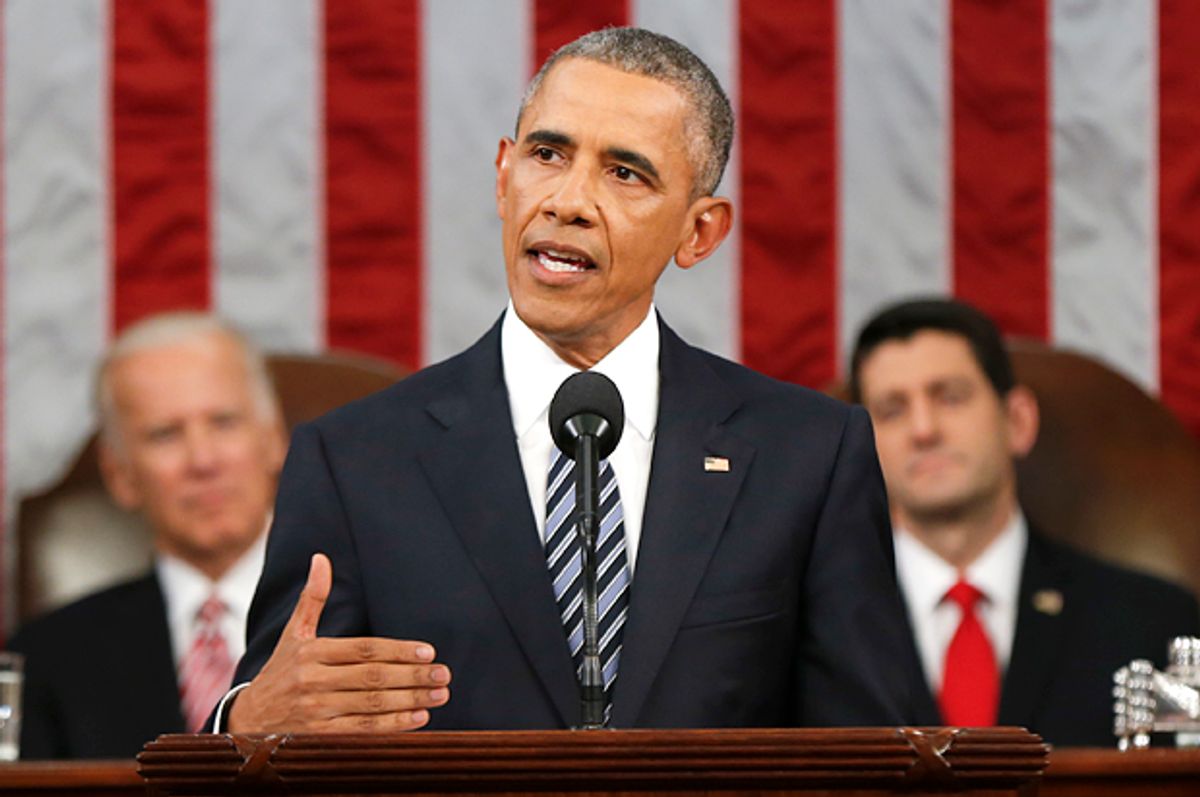 Barack Obama delivers his State of the Union address, Jan. 12, 2016.  (AP/Evan Vucci)