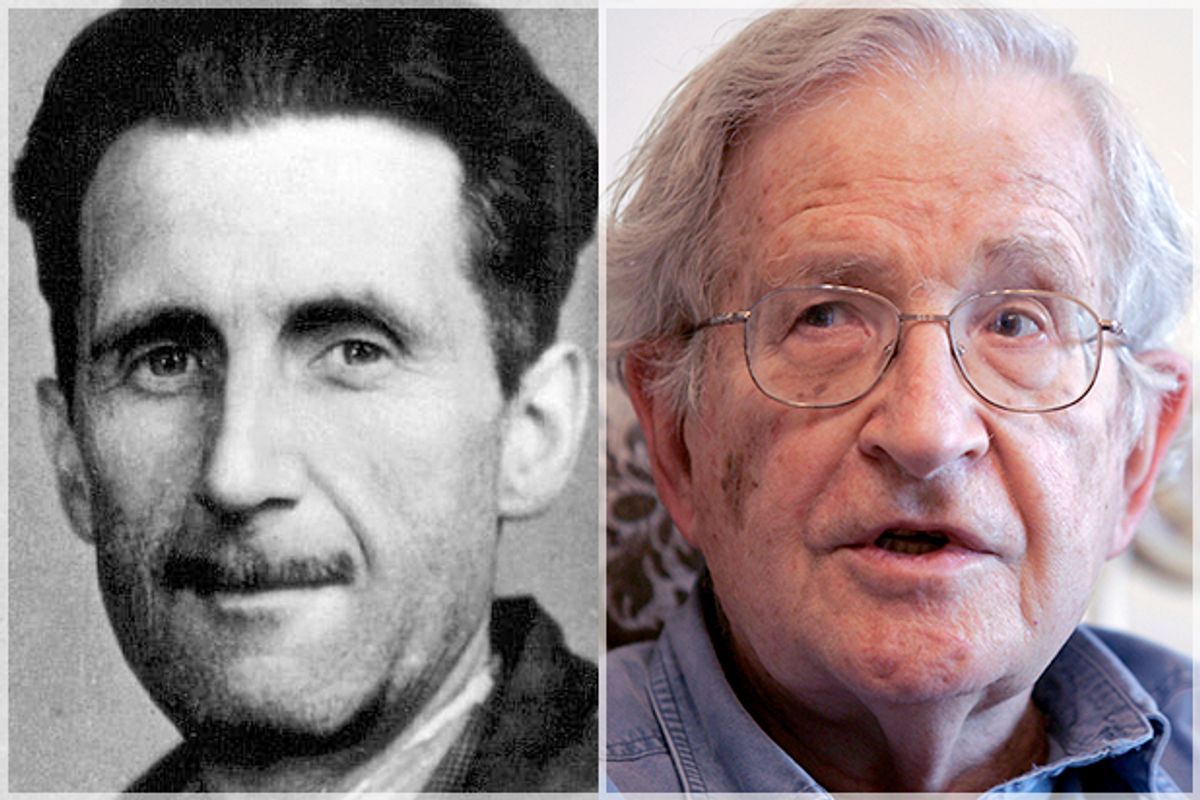 George Orwell, Noam Chomsky   (Wikimedia/AP/Nader Daoud)