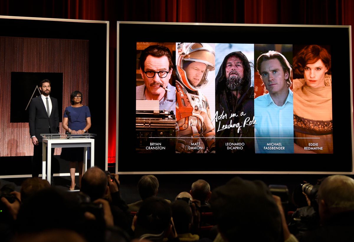 John Krasinski, left, and Academy President Cheryl Boone Isaacs announce the Academy Awards nominations  (Chris Pizzello/invision/ap)