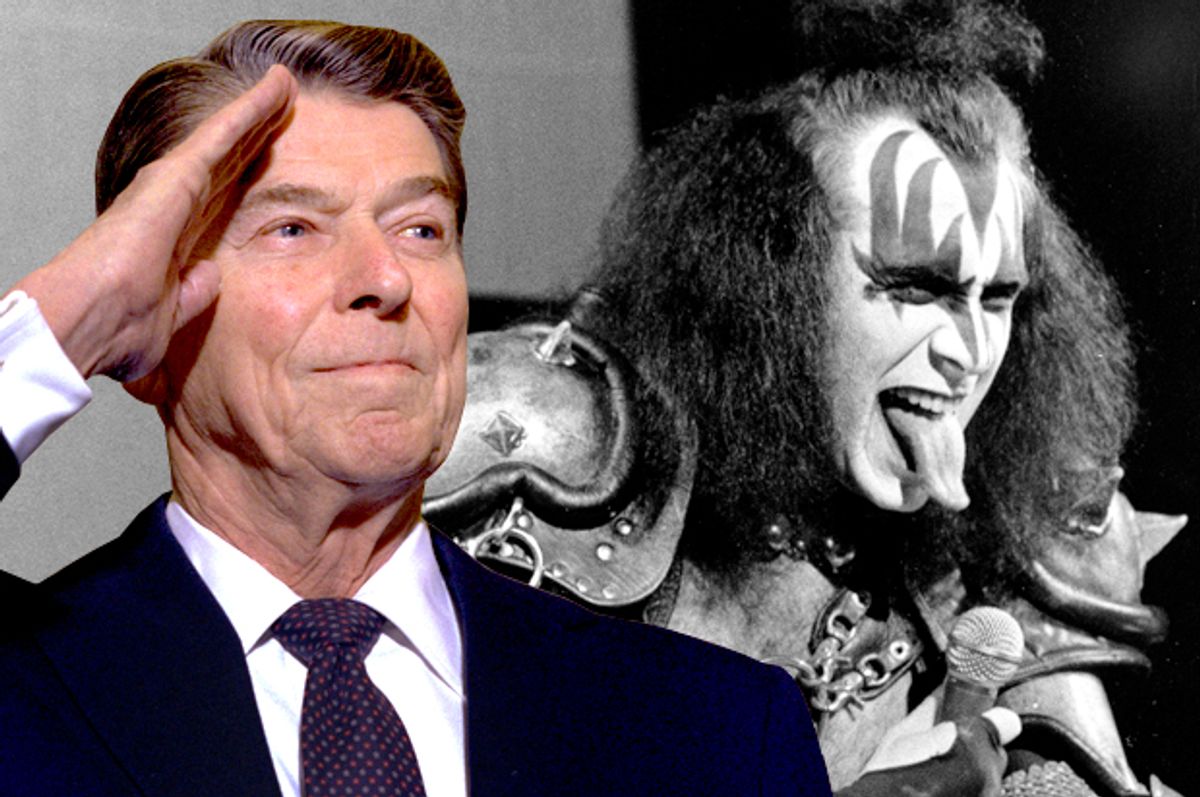 Ronald Reagan, Gene SImmons    (AP/Photo montage by Salon)