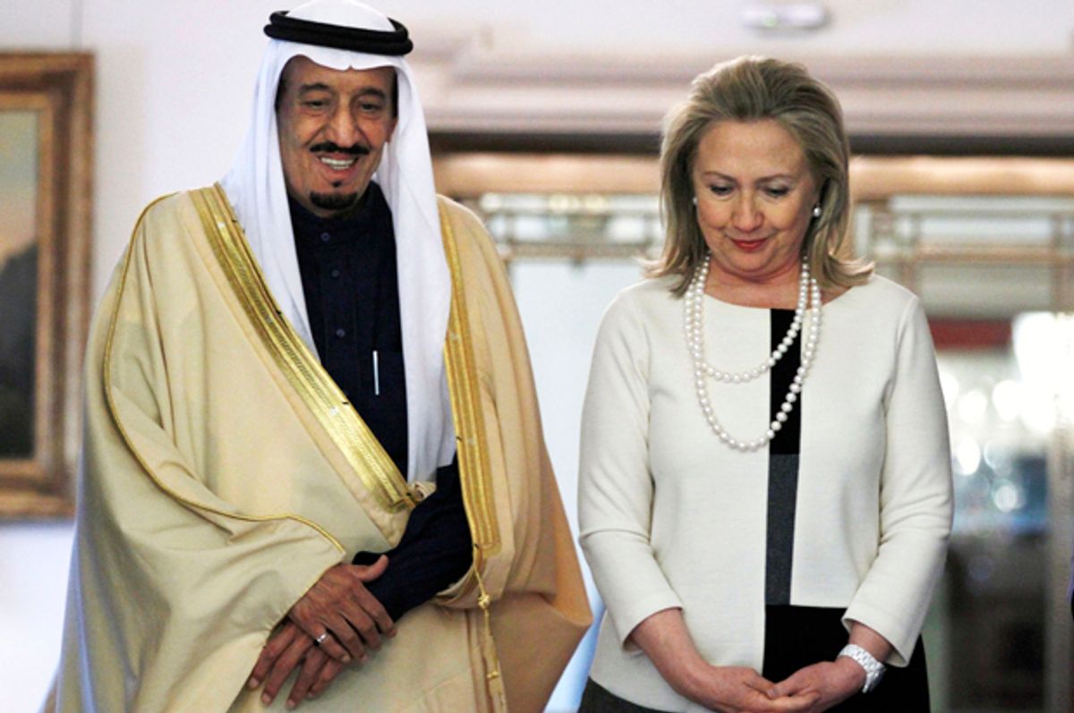 Hillary Rodham Clinton meets with Saudi Arabia'a Defense Minister Prince Salman bin Abdul-Aziz Al Saud at the State Department in Washington, on April 12, 2012.    (AP/Jacquelyn Martin)