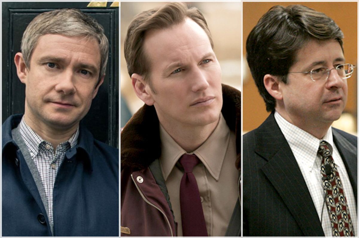 Martin Freeman in "Sherlock," Patrick Wilson in "Fargo, Dean Strang of "Making a Murderer"   (BBC/FX/AP/Morry Gash)