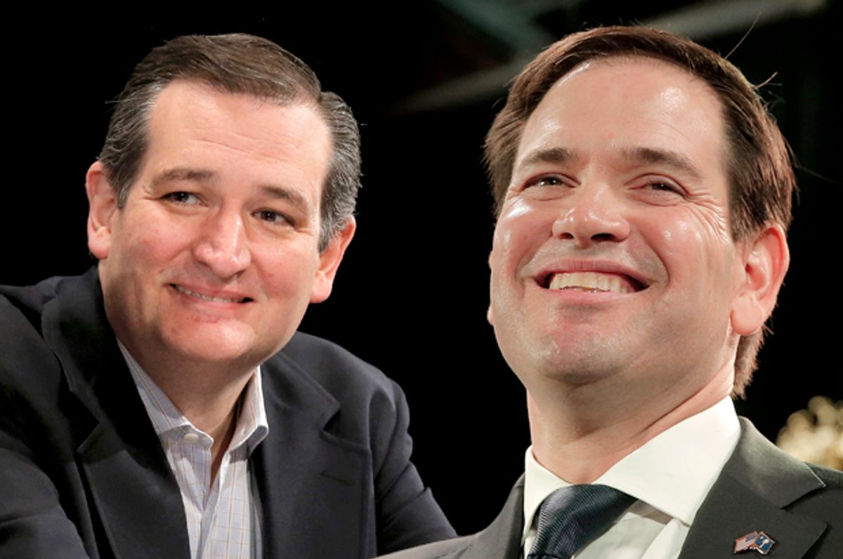 Ted Cruz, Marco Rubio   (Reuters/Chris Keane/Photo montage by Salon)