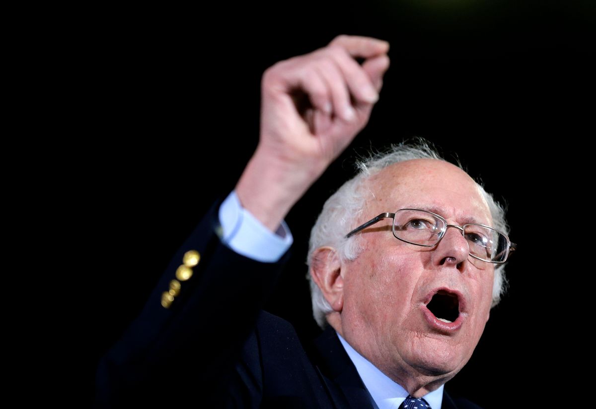 Democratic presidential candidate Sen. Bernie Sanders, I-Vt., addresses an audience during a campaign rally Monday, Feb. 22, 2016, in Amherst, Mass. (AP Photo/) (AP/Steven Senne)